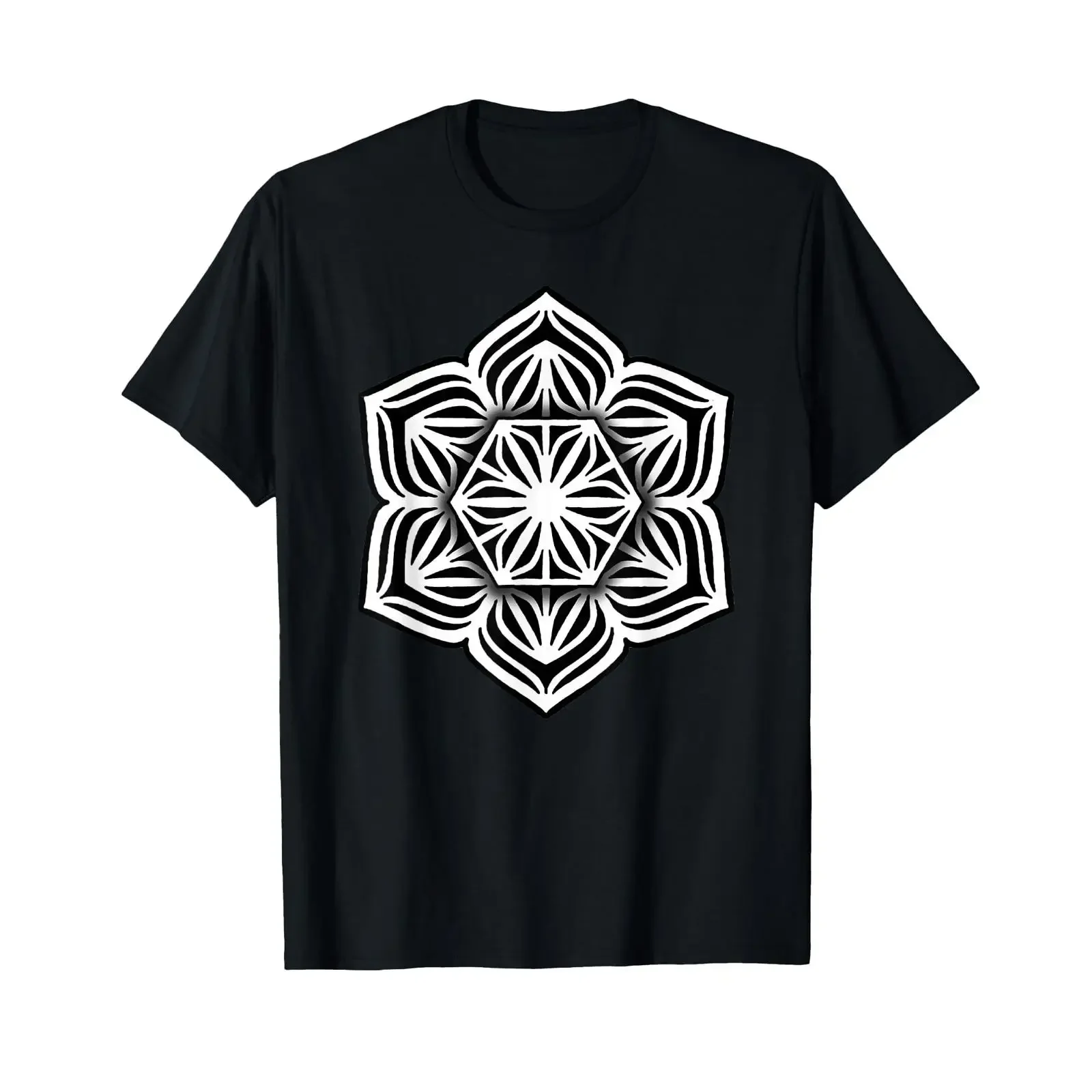 Hexagon Mandala Geometric Blackwork T Shirt vintage Washed Versatile Slightly Comfortable designer clothes graphic homme Unisex