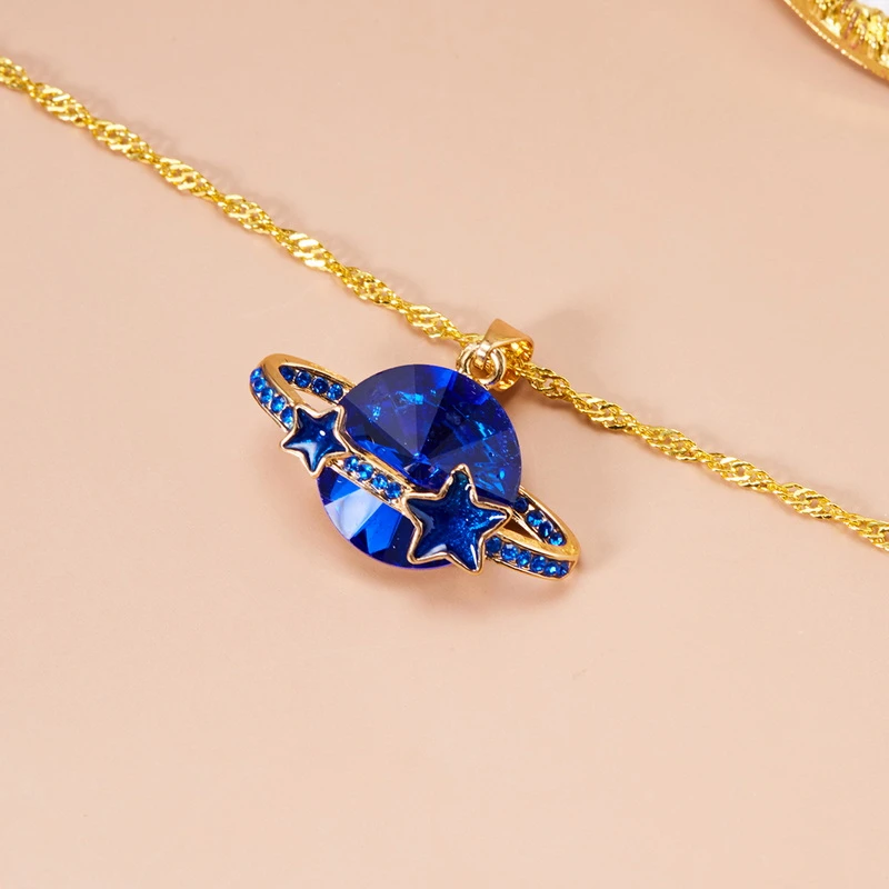 Collar de estrella de Planeta de cristal de lujo para mujer, gargantilla de circón brillante exquisita, cadena de clavícula, regalo de joyería de fiesta, moda elegante