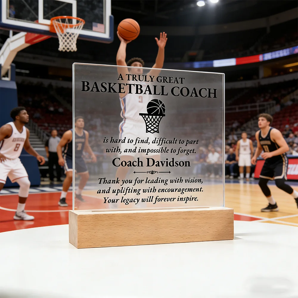 

Персонализированный баскетбольный ночник с акриловой табличкой, подарок тренеру на конец сезона, благодарность тренеру, подарок на день рождения тренера