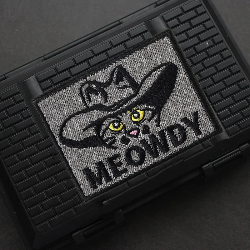 Meowdy Cats Morale Patch Meme Military Badge Murph Hook&Loop Embroidered Patches for Tactical Backpack Vests Jackets Helmets