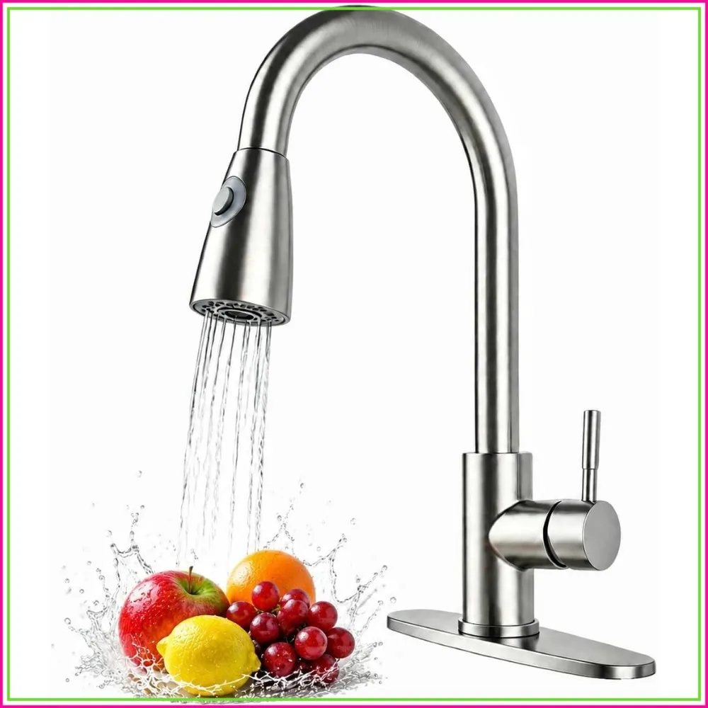 

Pull Down Kitchen Faucet with Sprayer, High Arc Single Handle Stainless Steel Sink Faucet, 1 or 3 Hole for Farmhouse RV Bar Laundry