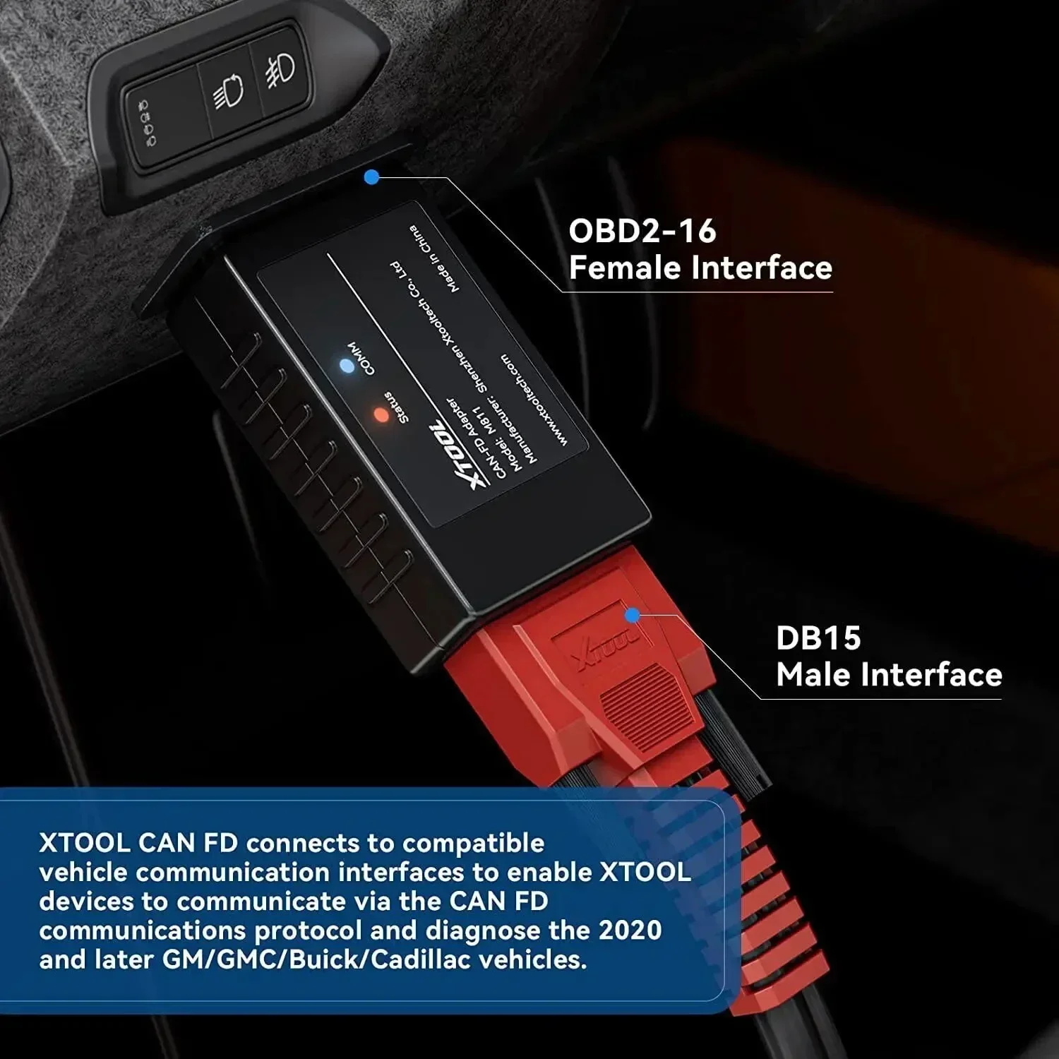 Best Quality XTOOL CAN FD Adapter Diagnose ECU Systems of Cars Meeting with CANFD Protocols for Chevrolet GMC Buick Cadillac A++