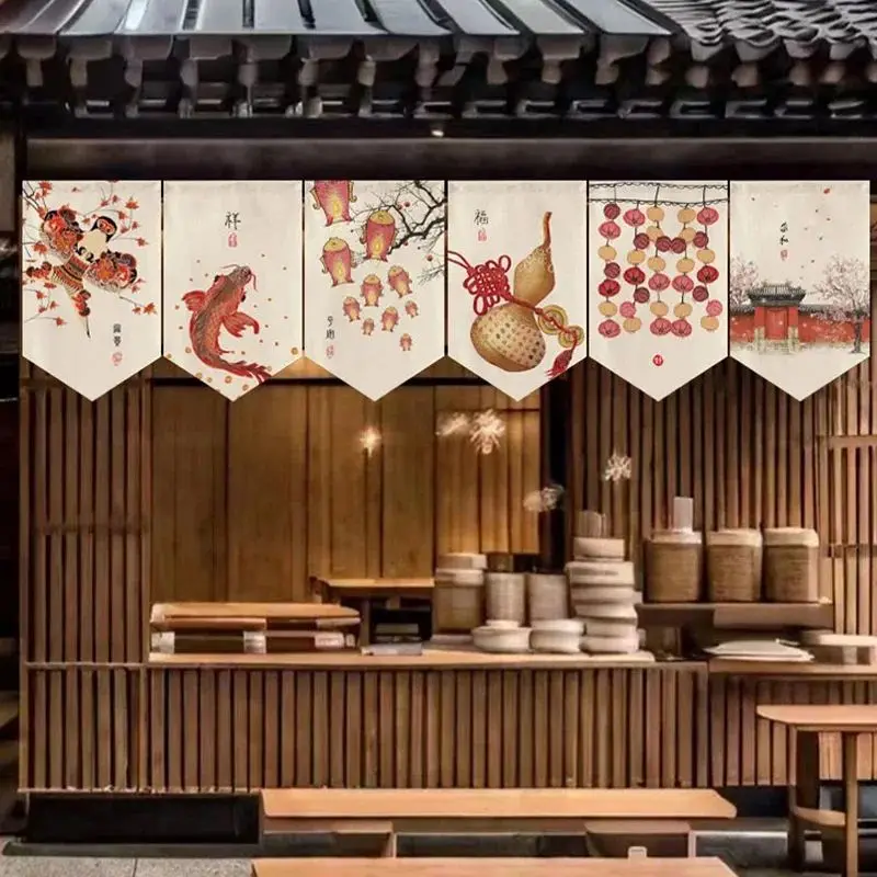 VIKAMA Chinese Style Half Curtain Hanging Decor for Kitchen Home Teahouse