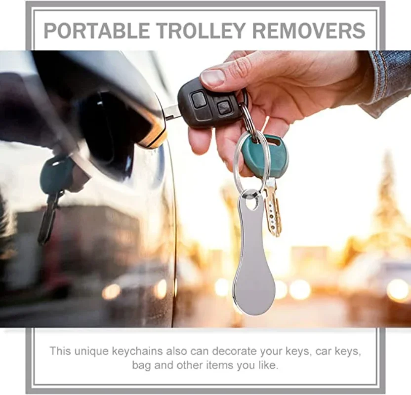 Reuse Shopping Cart Token Key Ring Trolley Recycled Alloy Key Chain Accessories KeyringCharms Metal Keychains Carts Coin Holder