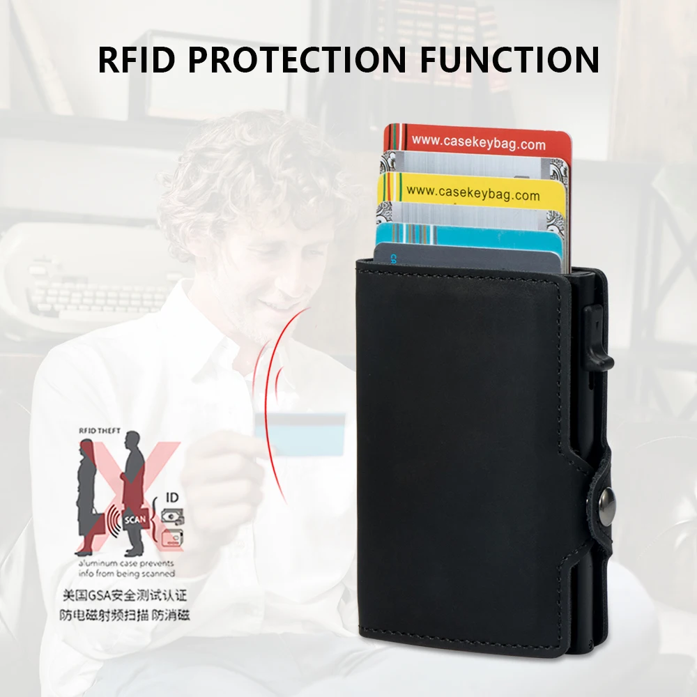 2023ใหม่ RFID แบบบล็อค airtag แบบกระเป๋าเก็บบัตร tarjetero automatico แทรคอากาศกันขโมยกระเป๋าสตางค์ป๊อปอัพ