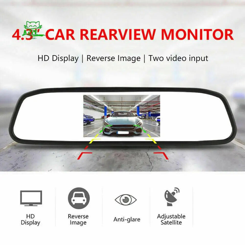 A22E-4.3Inch Car DVR Dash Camera Rear View Mirror Monitor Supports 2-Way Video Recorder Dash Cam LCD Display