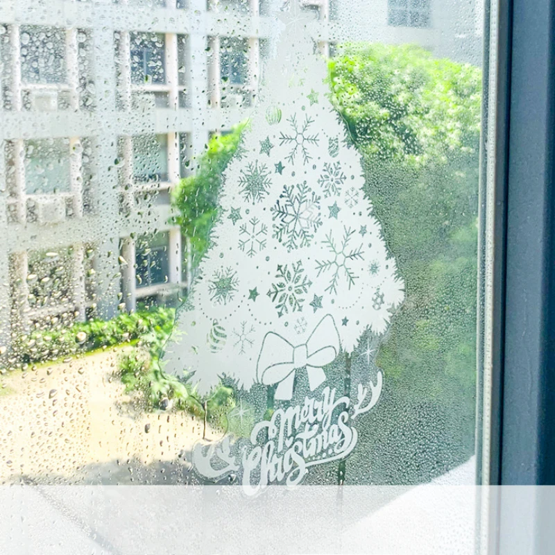 2026 Christmas Mirror Sticker Hanging Ball Candy Stick Snowflake Snowman Window Glass Static Sticker Merry Christmas Party Decor