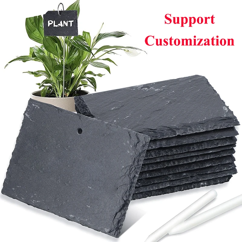 10 Sets Slate Plant Labels Reusable Slate Plant Markers Garden Signs Hanging Slate Planter Tags for Herb Flower Vegetable Plants