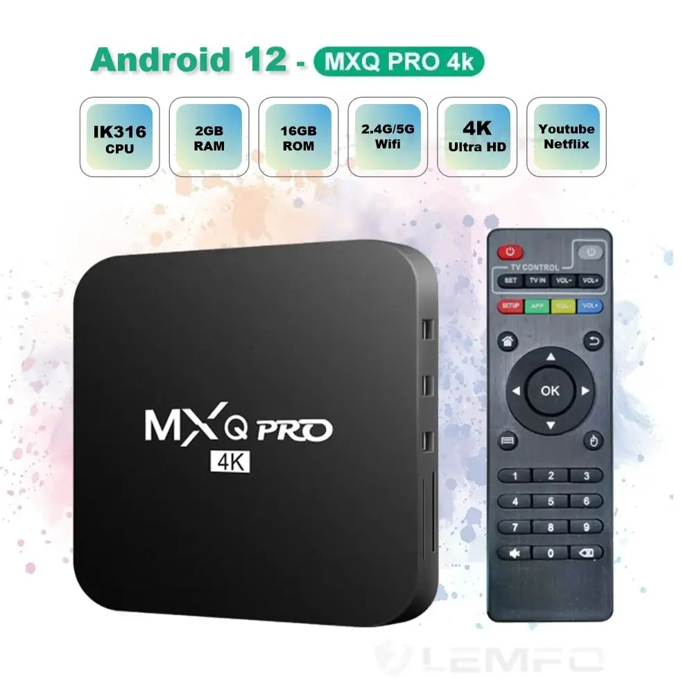 MXQ-PRO Smart TV Box Android 12.0 2.4/5G Dual-WIFI 3D Video 4K HD Media Player Home Theater TV Set-top Box