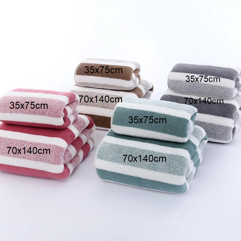 Juego de toallas con diseño de rayas, toalla suave para la cara, toalla de baño, toallas absorbentes de secado rápido para baño