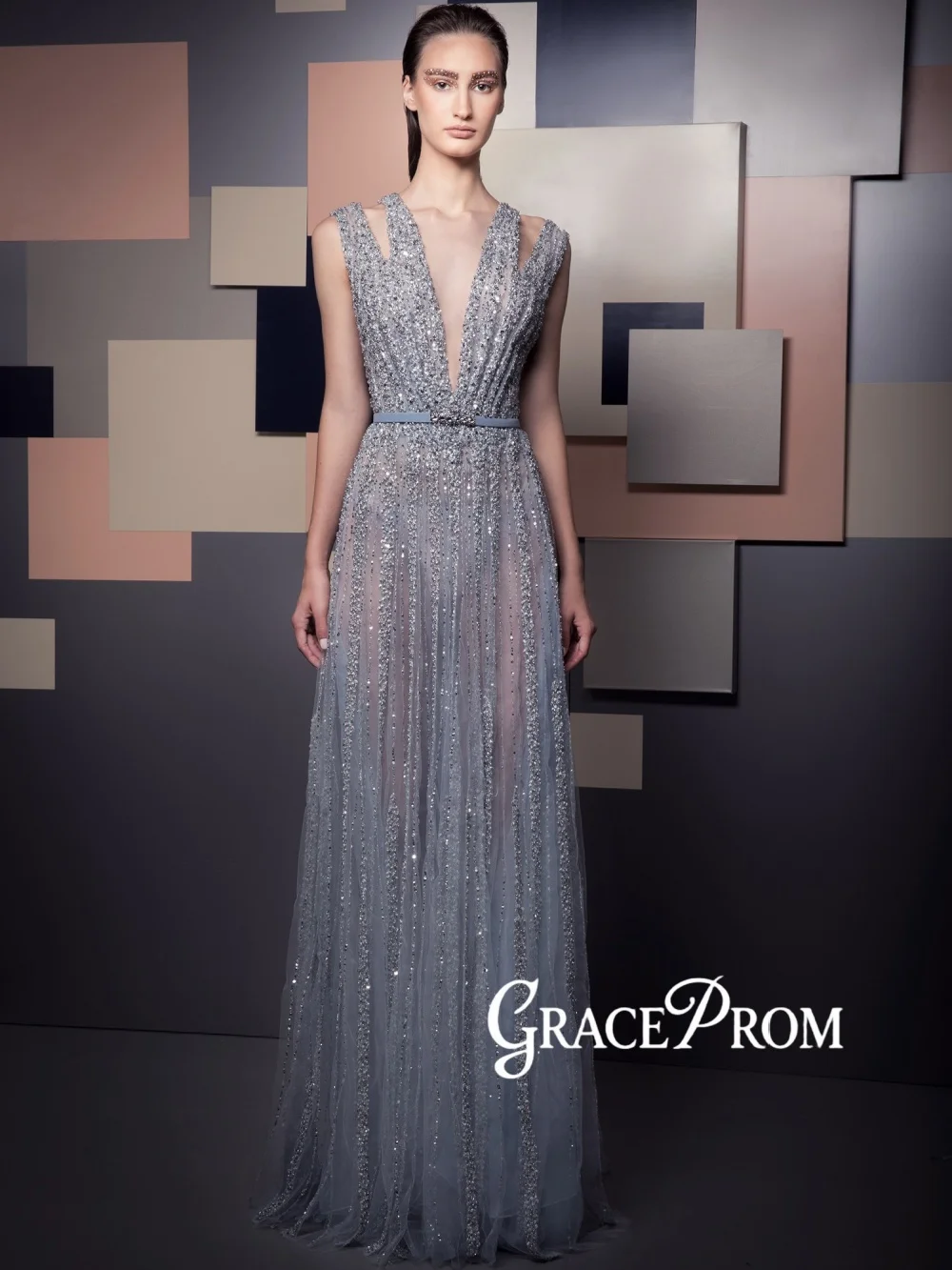 

Stunning Beaded A-line Long Evening Dress Sexy Deep V-neck Wedding Party Gown 2026 New Customized Graceful Banquet Gowns