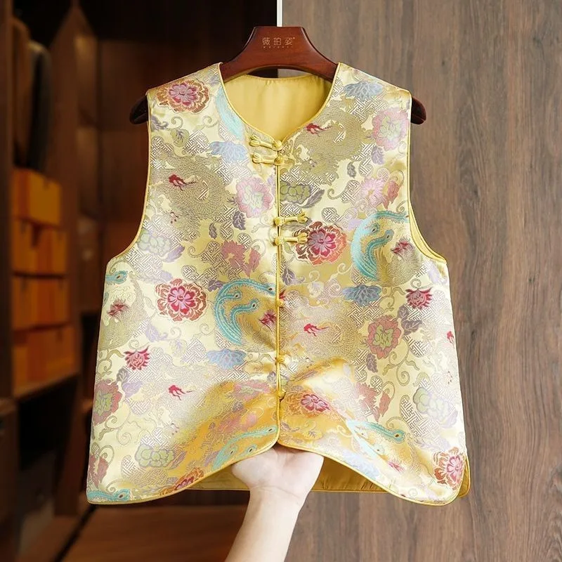 

Blouse Women Spring Autumn Chinese Style Vest Jacquard Embroidery Buttonholes New Comfortable Casual Niche Versatile Fashionable