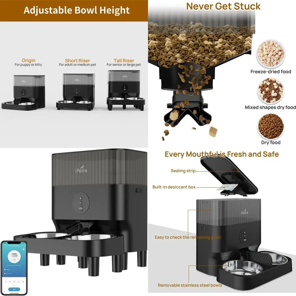 

Dual Pet Smart WiFi Automatic Feeder, 5L, 2.4Ghz Connectivity for Cats & Small Dogs