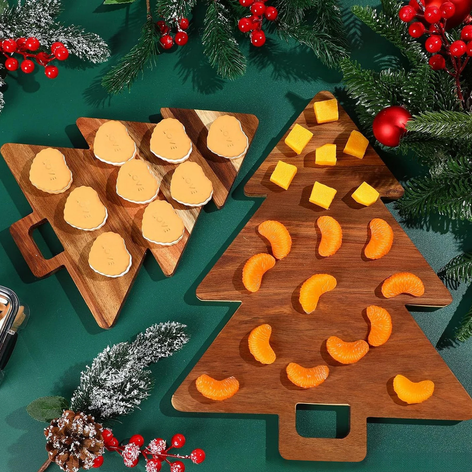 Christmas Tree Wooden Serving Tray Xmas Restaurants Wooden Cutting Board Fits Home Kitchen Bread Food Tray Baking Tableware