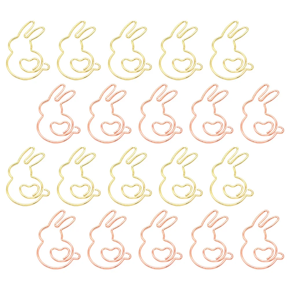 Cute Paper Clips Rabbit Shaped 20Pcs Metal Paper Clamps Bookmark Clips File Document Clips Picture Clips Photo Clips Home