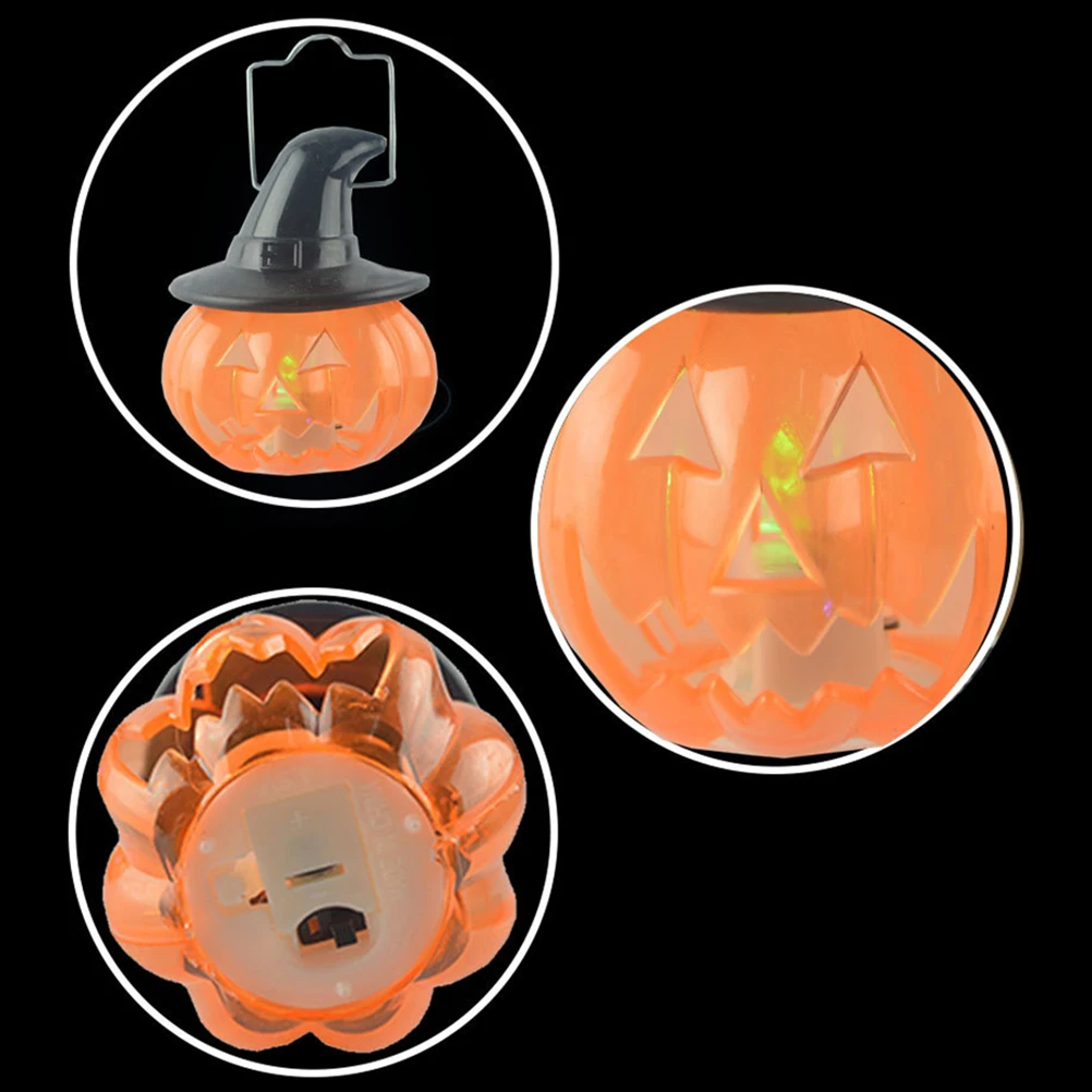 8pcs 할로윈 빛나는 호박 램프 휴대용 Led 랜턴 플라스틱 장식 소품 파티 의상 액세서리 트릭 오어 트리트