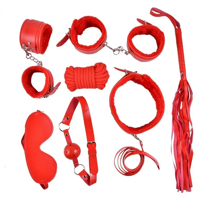 Sex Fun SM 7-pieces Set Plush Leather Adult Toys Bundled Bondage Alternative Couple Flirting Products Sex Toys