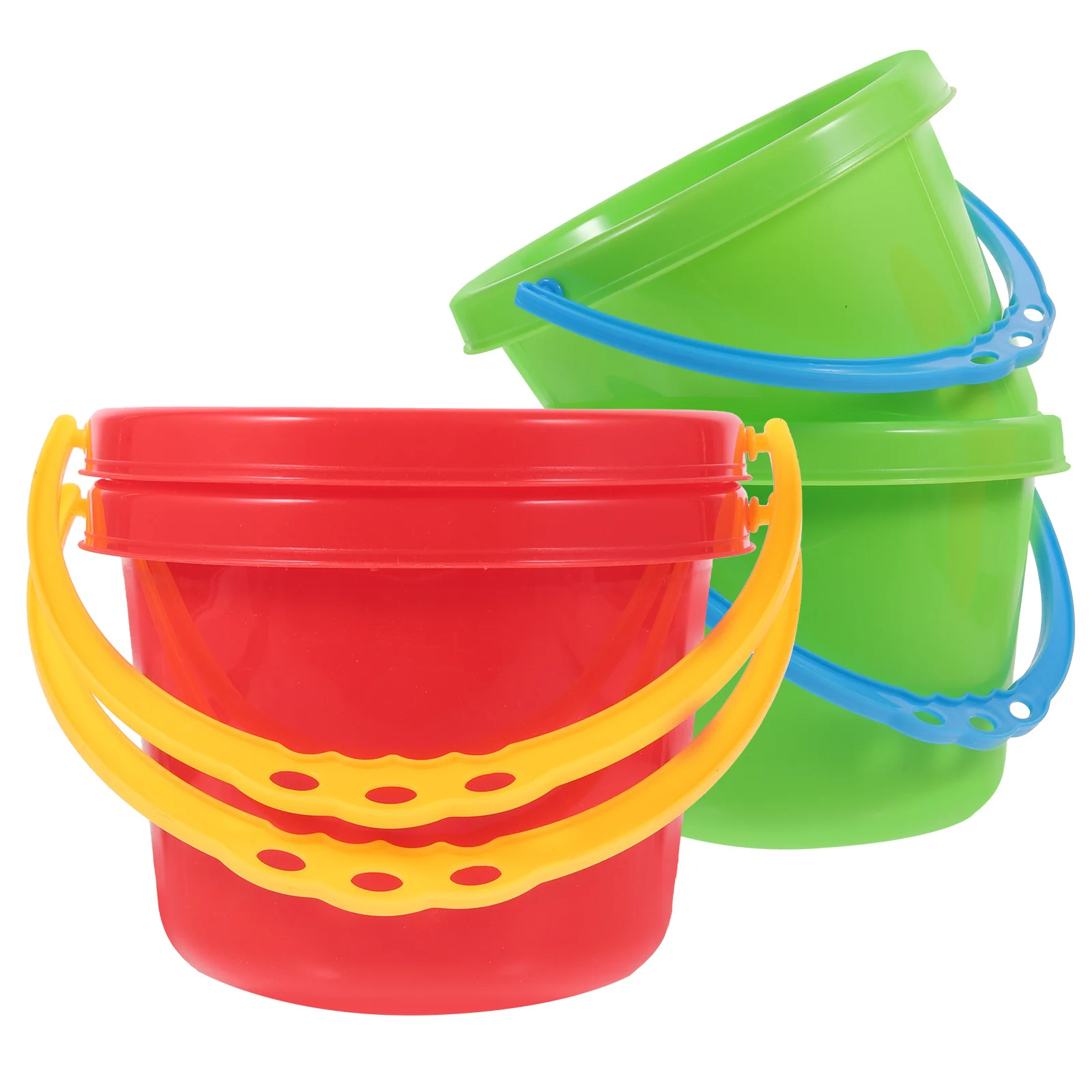 

4 Pcs Kids Plastic Bucket Mini Bucket Toy Mini Water Toy Bucket Kindergarten Bucket Toy for Beach Fun (Blue, Red, Yellow, Green