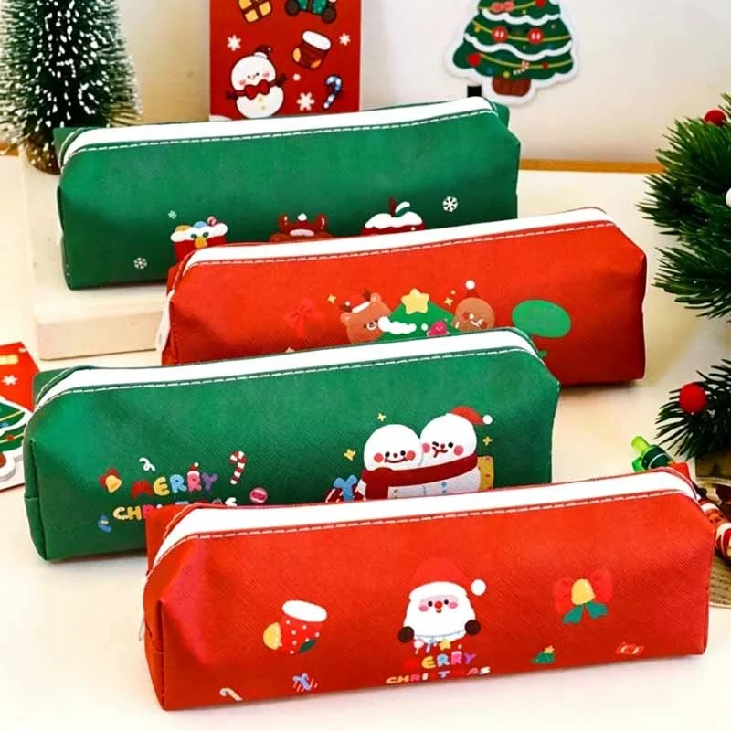 24ピース-ロットかわいいクリスマスサンタクロースエルクスノーマンペンシルケースかわいいペンシルボックス文房具ペンバッグ文房具スクール用品