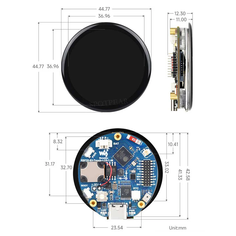 شاشة LCD مستديرة ESP32 S3 مجلس التنمية 1.46 بوصة تعمل باللمس DeepSeek XiaoZhi AI روبوت شاشة الكريستال السائل لوحات وحدة اللمس AI