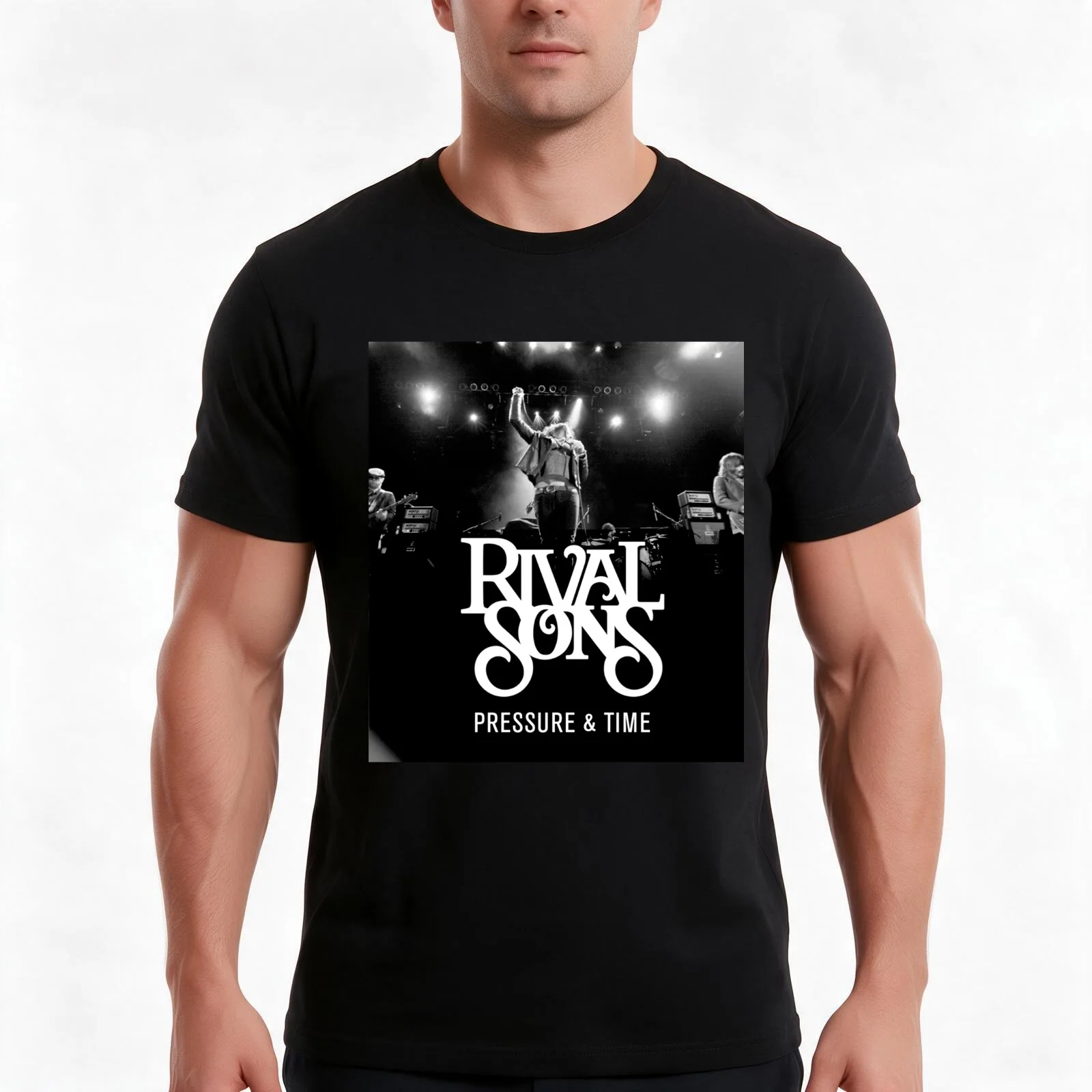 Rival Sons Pressure Time T-Shirt, Summer Casual Cotton Tee, Oversized Streetwear Tops, Vintage Graphic Print, Unisex Men Women