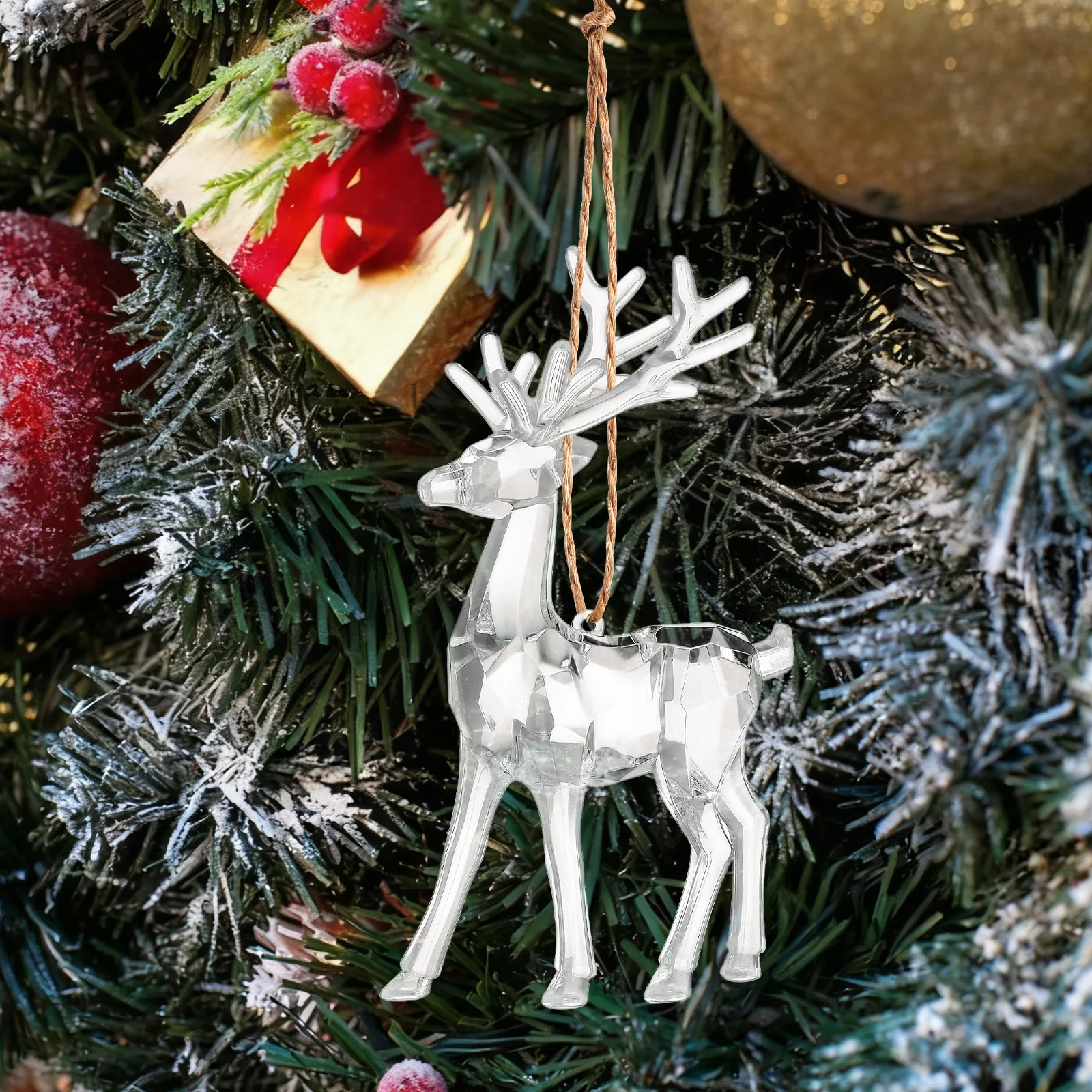 

2Pcs Acrylic Clear Christmas Elk Decorations Lightweight Desktop Ornaments Xmas Table Decor Home Party Supplies Transparent Elk