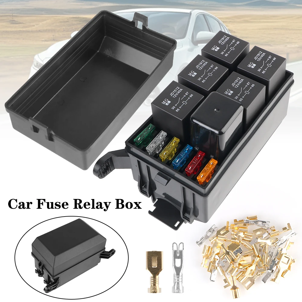 6 Slot 6 11 Way For Automotive Car Marine Truck Trailer Boat ATC/ATO Fuse Relay Box Block 12V Auto With 6 Pin Relay and Fuses