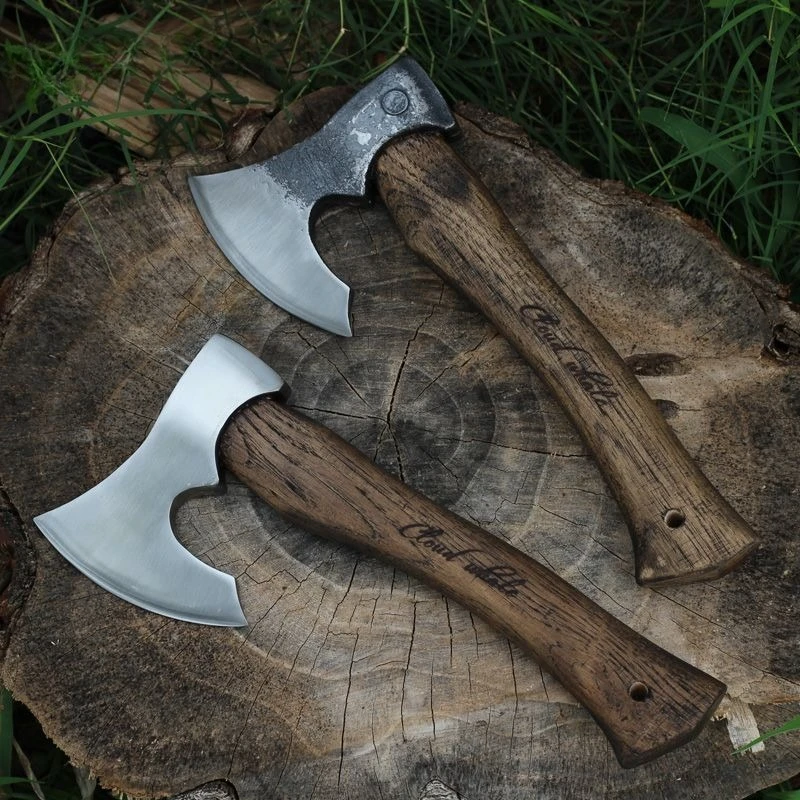 Outdoor Multifunctional Portable Camping Chopping Axe Walnut Wood Handle Household Collection Tool