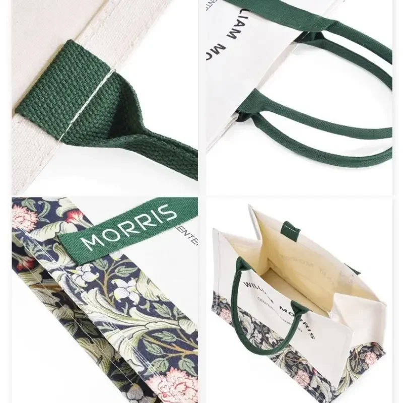 Nieuwe Morris Patroon Canvas Tassen Voor Vrouwen 2024 Mode Afdrukken Handtas Grote Capaciteit Bloem Bauhinia Print Boodschappentas