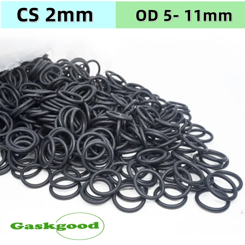 50/100Pcs Fluoro Rubber Ring Black FKM Oring Seals Thickness 2mm OD5-11mm O Ring Washer Seal Rubber Ring Gasket Mechanical