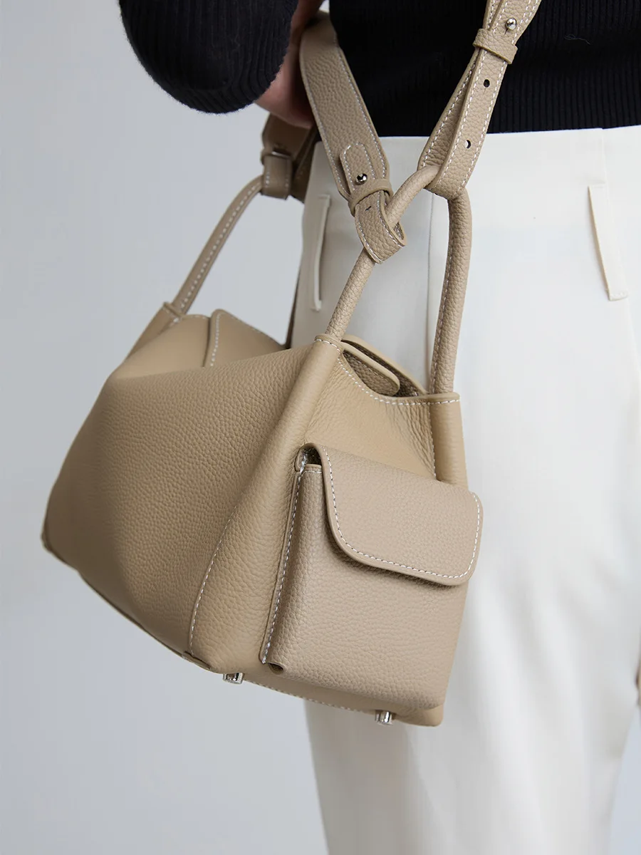 Fashion Women Underarm Bag Genuine Leather Senior Sense Commuter Crossbody Bag Korean Style Niche Design Shoulder Bag For Women