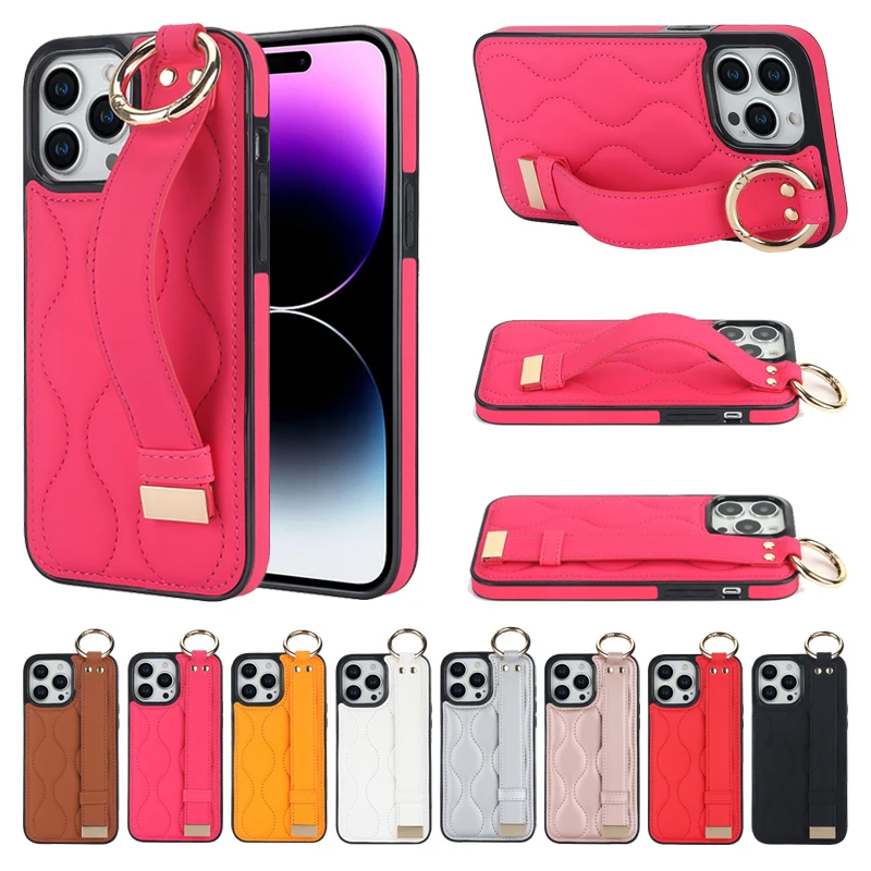 

Ring Wrist Strap Leather Case For iPhone 15 Plus 14 Pro 13 Pro 13 Mini 12 Pro Max 11 Pro Max SE 2020 X XS XR 8 7 Plus Anti Fall