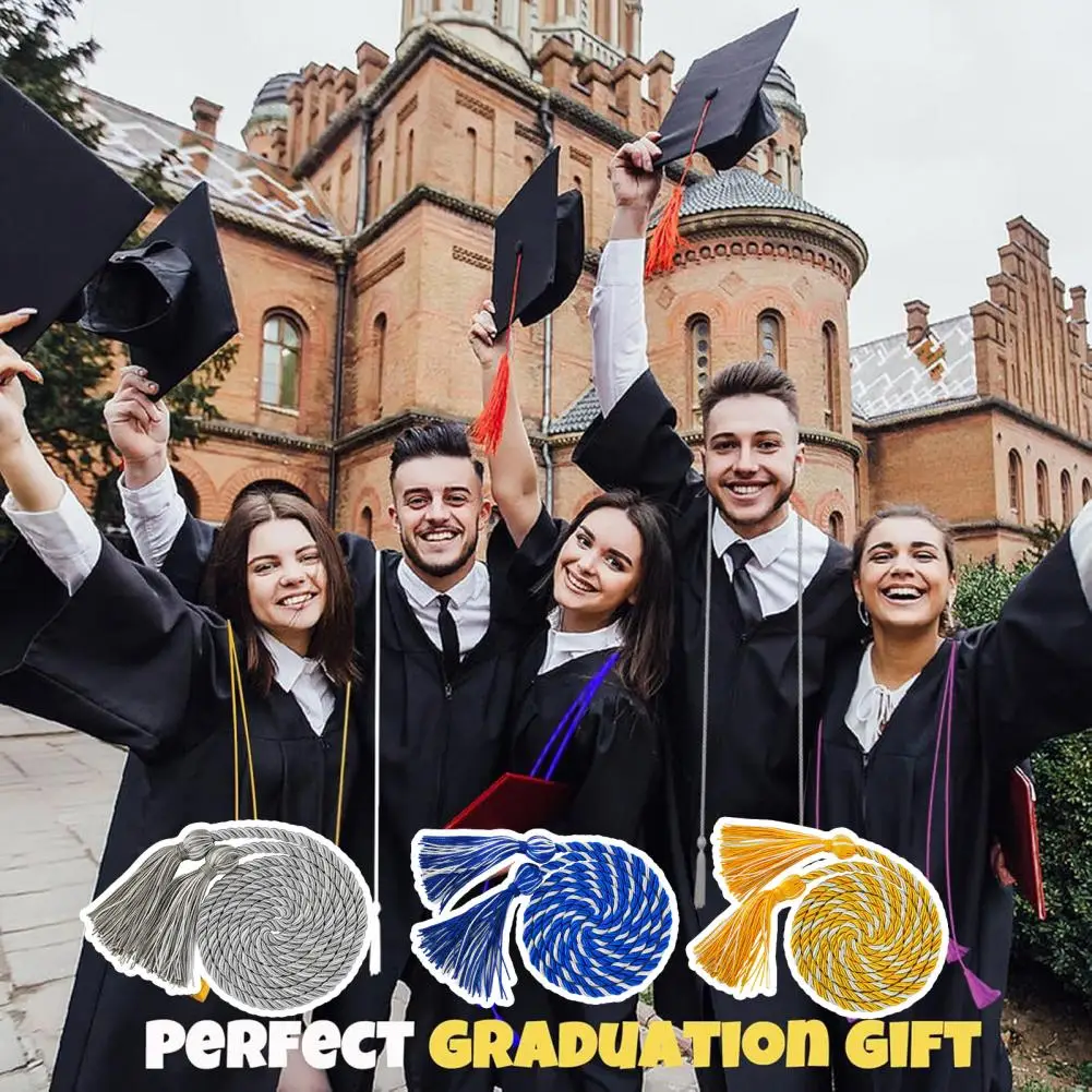 Graduation Honour Rope Hanger Twisted Rope with Tassel 1.7m Length Color-Blocking Tight Knitting Bachelors Master Honour Rope