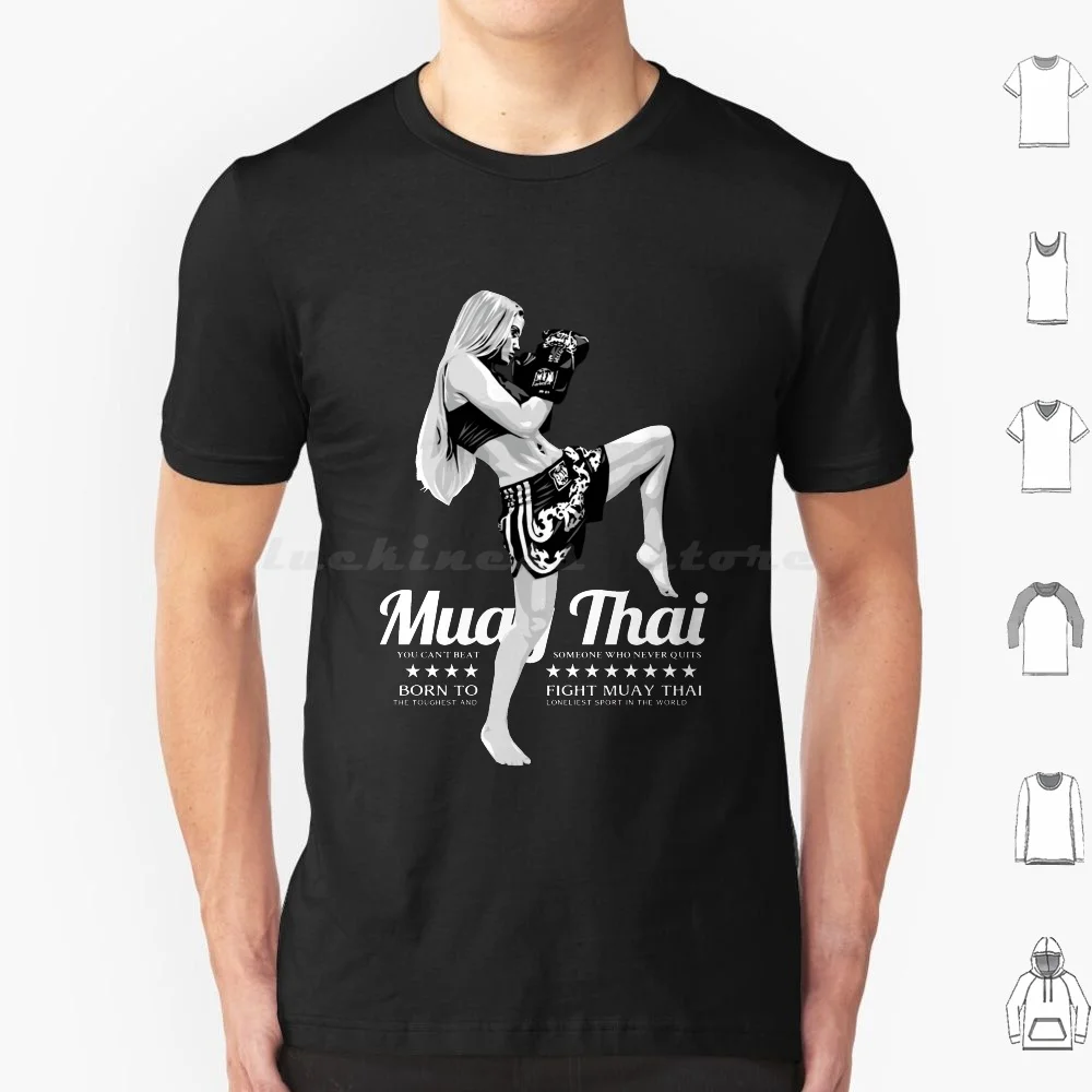 Thai Boxing Girl T Shirt Big Size 100% Cotton Muay Thai Boxing Kickboxing Thailand Boxer Waikru Mixed Martial Arts Muaythai