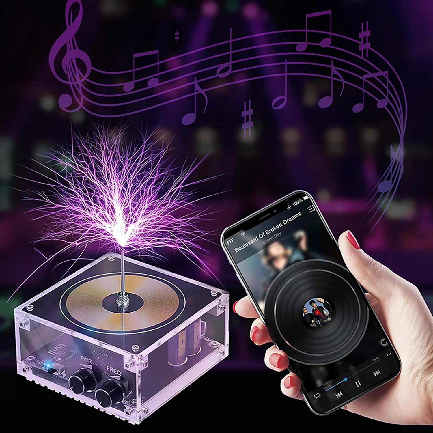 Tesla coil artificial lightning finished arc music box high power mini bluetooth speaker children's gift