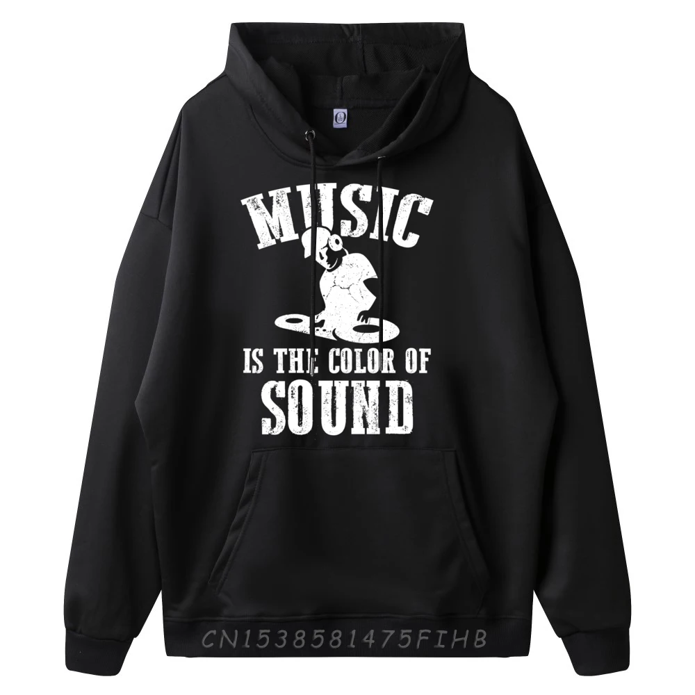 Music Is The Color Of Sound Headphone Dj Mixer Polyester Graphic Tees Long Sleeve Sweater Men Printed On