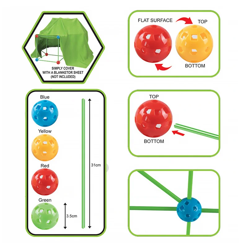 Bloques de construcción Fort creativos, tienda interior, Kit de bolas de plástico ABS de alta calidad, juegos Diy, juguetes educativos para niños, regalos