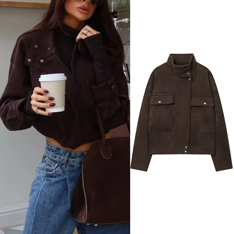 

Women's Pilot Jacket 2025 New Fashion Autumn Winter Suede-Effect Loose Jacket for Women Casual Chic Ladies Coat