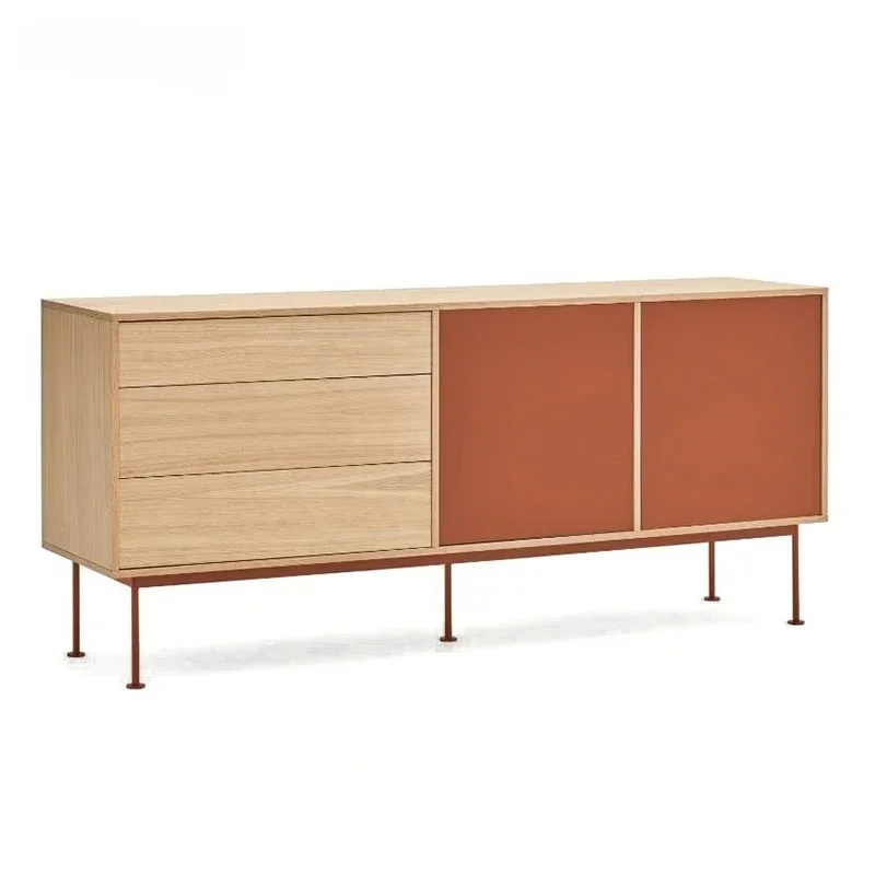 Italian simple wooden side cabinet simple modern entrance tea bedroom sofa side cabinet tea cabinet