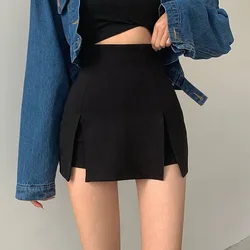 Sexy Split Skirt Women's Office Ladies Suit Skirt Summer Black Asymmetrical High Waist Mini Pants Skirt