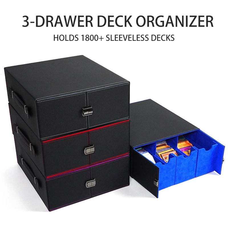 

Кожаный чехол для коллекционных карточек большой емкости 1800+, 3-рядный портативный органайзер-командир для игровых карточек, визитниц