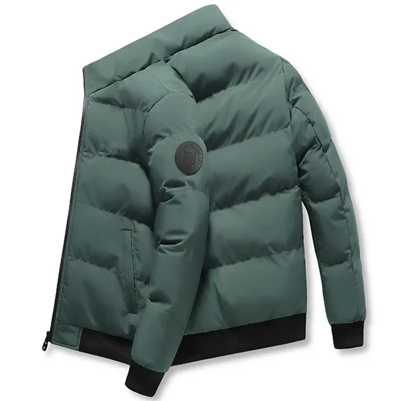

Men's Winter Parka, Thickened Waterproof Warm Coat, Stand Collar Streetwear Jacket, Windproof Loose Fit Outdoor Zipper Coat