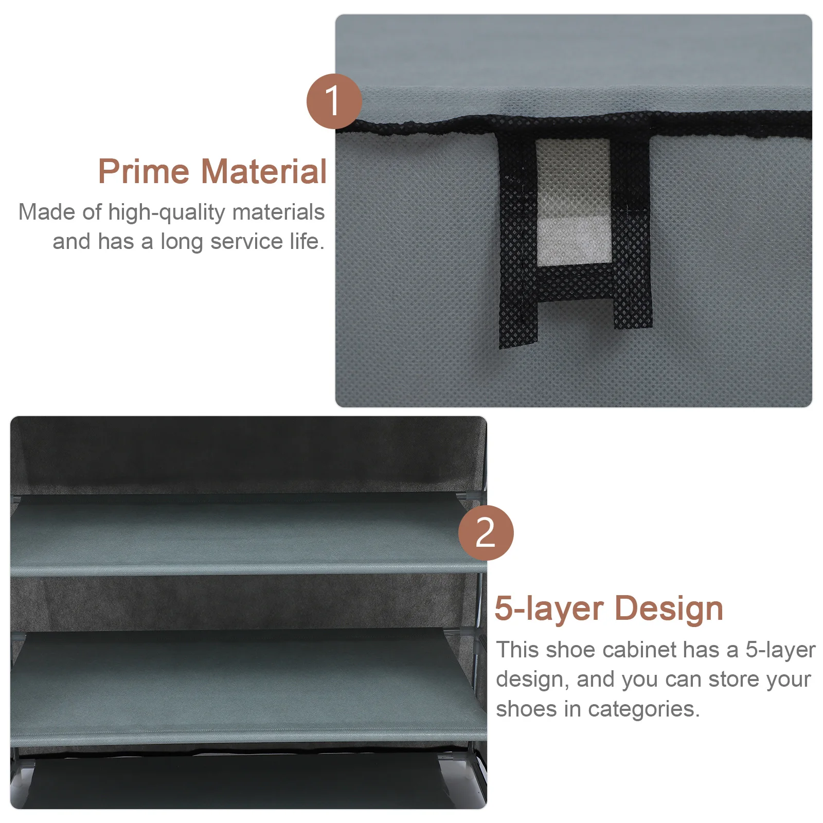 

Dust proof Shoe Cabinet 5 layer Non woven Fabric Galvanized Steel PP Material Space Saver Closet Entryway Storage Shoe Rack