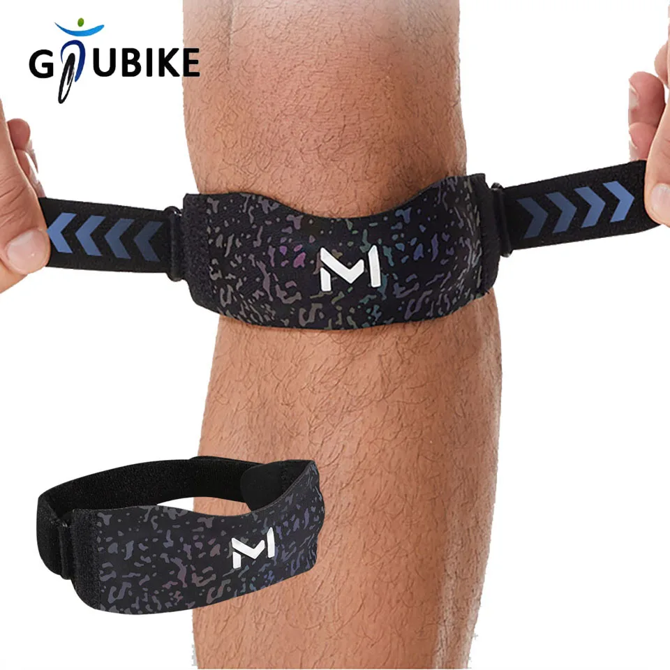 GTUBIKE 1 Stück Kniepolster Verstellbarer Kniegurt Patellasehnen-Druckschutz Stützpolster für Badminton und Laufen
