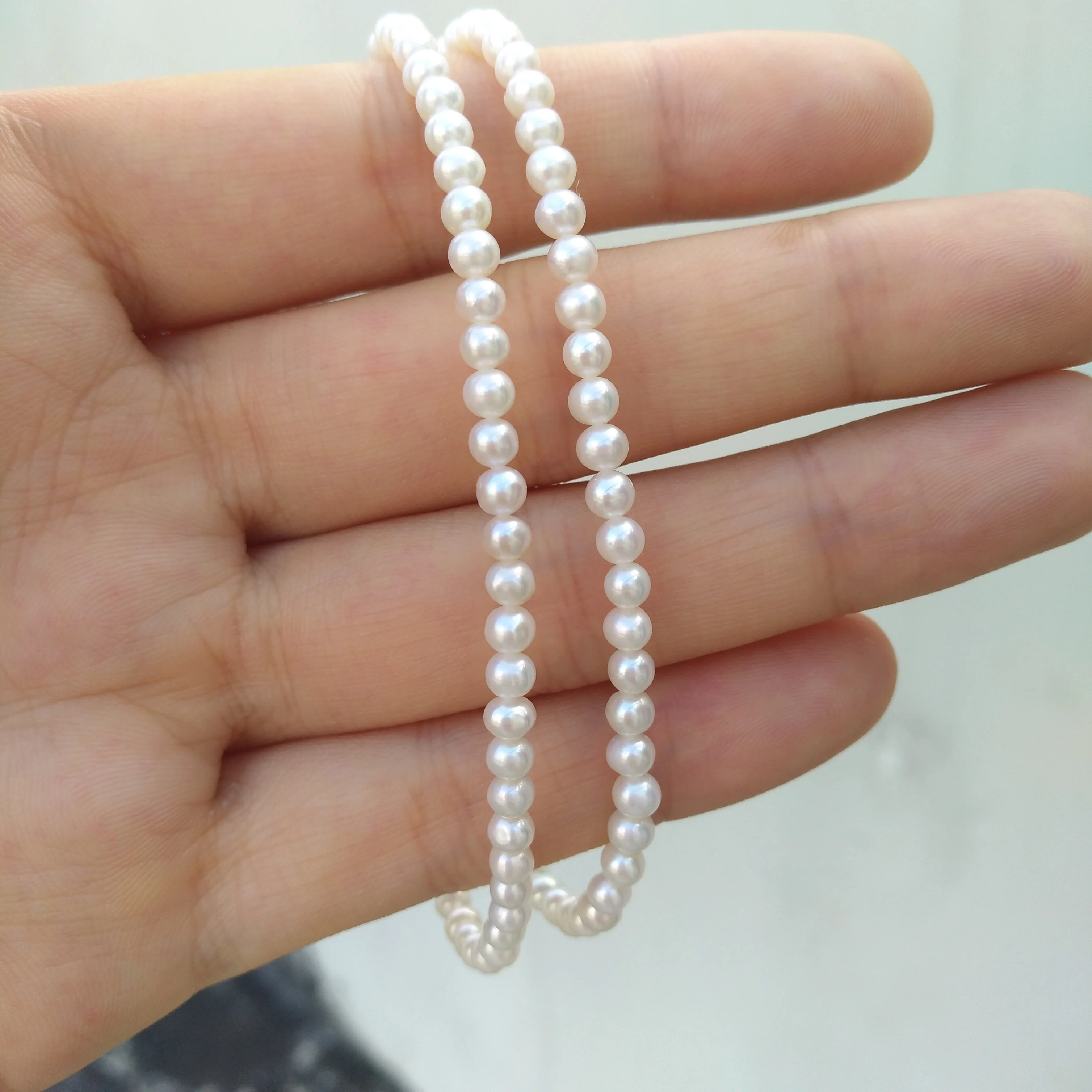 

2row Japanese 3-4mm Akoya round Natural Real Pearl Bracelet Suitable For Any Occasion