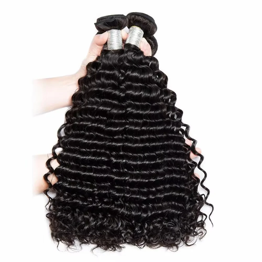 Deep Wave Bundles Brazilian Hair Natural Color Bundles 34 36 38 40 Inch Long Hair Extension 1/3/4 PCS Thick Remy Human Hair