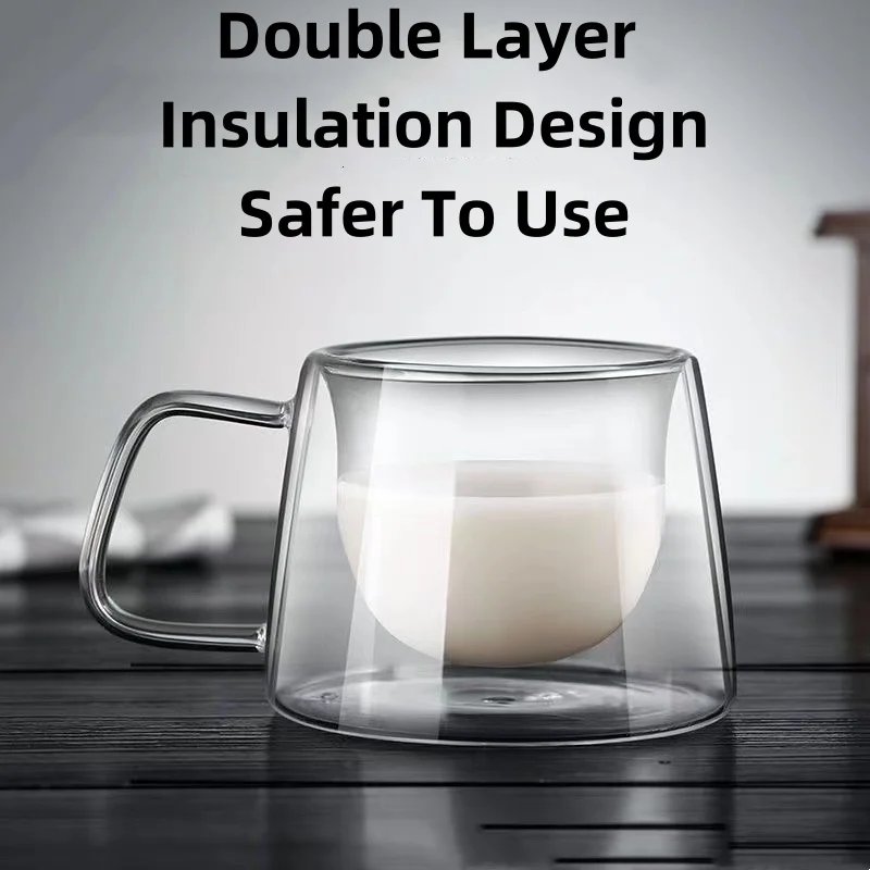 1/2PCS Double Wall Glass Coffee Mug Heat Resistant Tea Milk Juice Coffee Water Espresso Cup Thermo Insulated Cup for Household