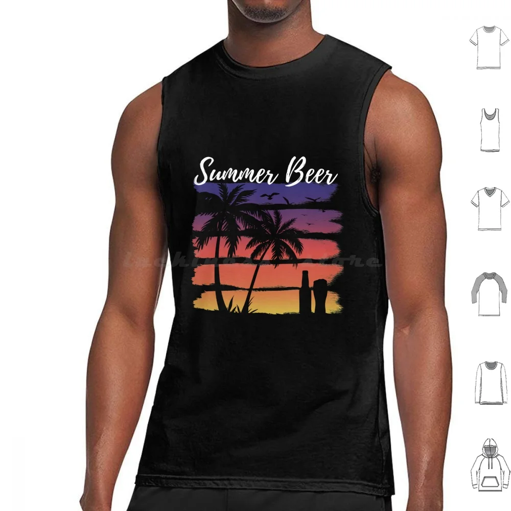 Retro Sunset With Beer And Palm Trees Tank Tops Vest Sleeveless Byfab Retro Sunset Vintage Sunset Summer Beer Retro Summer