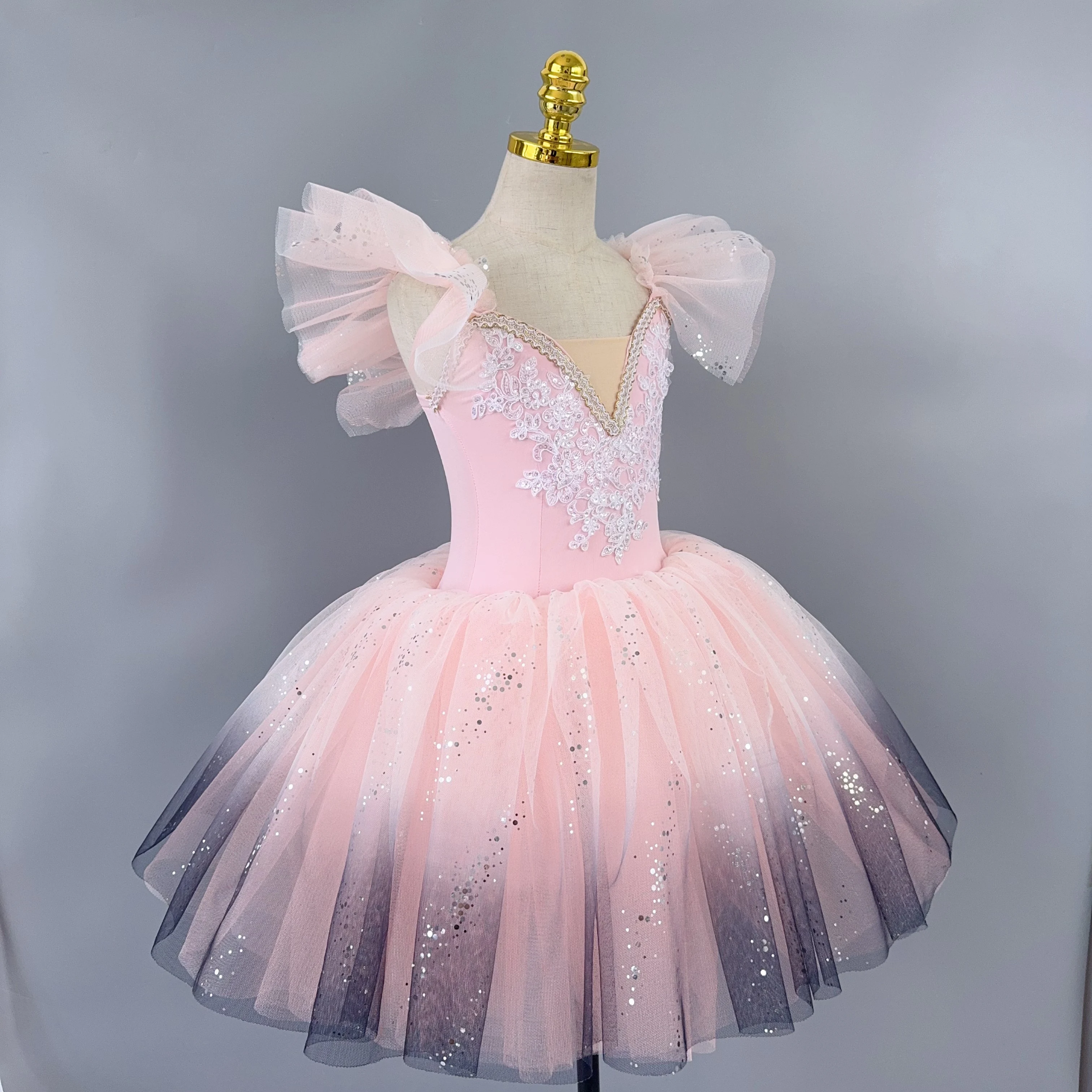 أطفال رومانسية التدرج الباليه توتو فستان الترتر الفتاة تنورة رقص الرقص الحديث الأميرة الباليه التنانير أزياء مسرحية