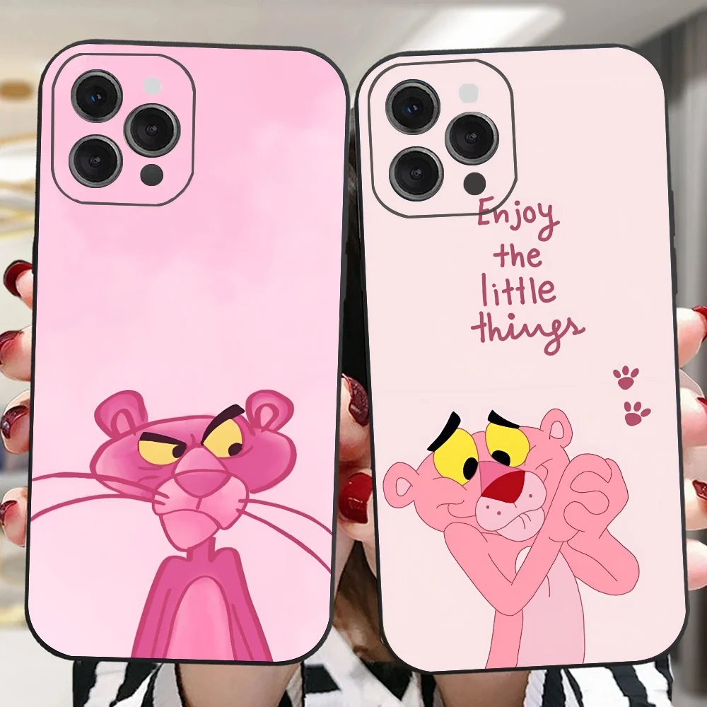 Pink Panther Phone Case Phone Case For IPhone 16 15 14 13 Pro Max 11 12 Mini X Xs XR Se 2022 Black Silicone Cover